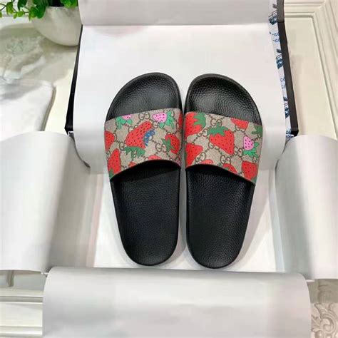 gucci strawberry sandal|Gucci strawberry shoes price.